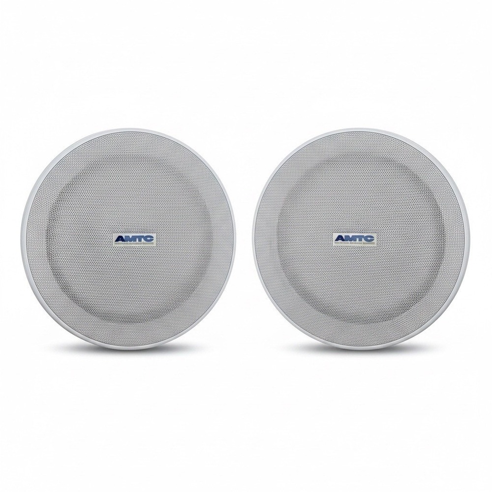 2 Pack AMTC EQ-SPKR6W 6" In Ceiling Recess-Mount 70V 10W PA Commercial Speaker